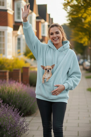 Solid Color Pet Pouch Oversized Plush Hoodie