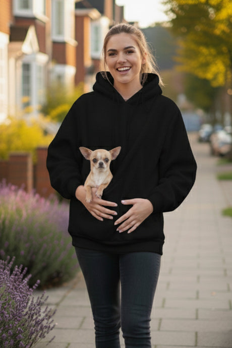 Solid Color Pet Pouch Oversized Plush Hoodie