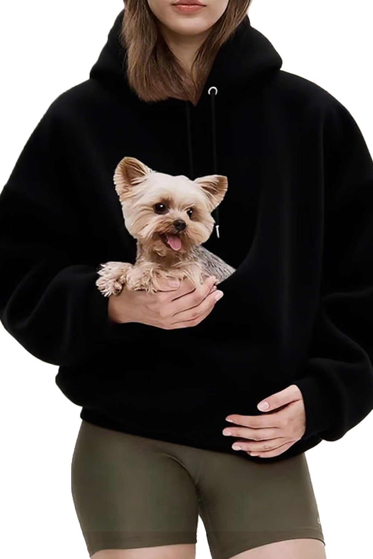 Solid Color Pet Pouch Oversized Plush Hoodie