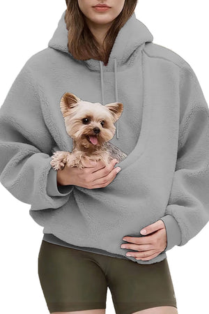 Solid Color Pet Pouch Oversized Plush Hoodie