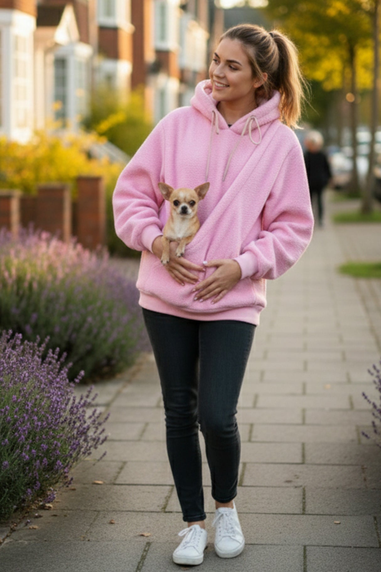 Solid Color Pet Pouch Oversized Plush Hoodie
