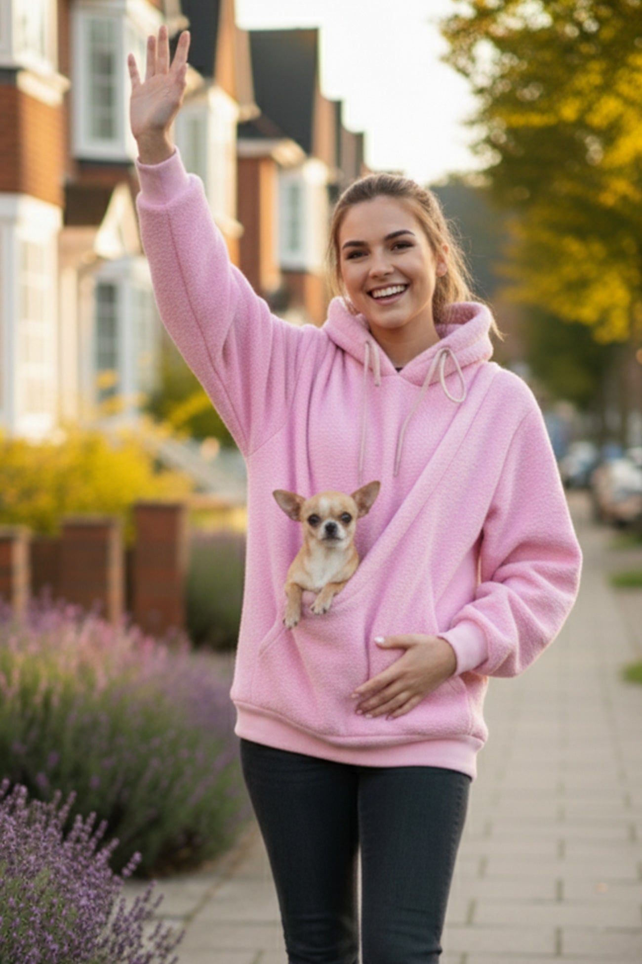 Solid Color Pet Pouch Oversized Plush Hoodie