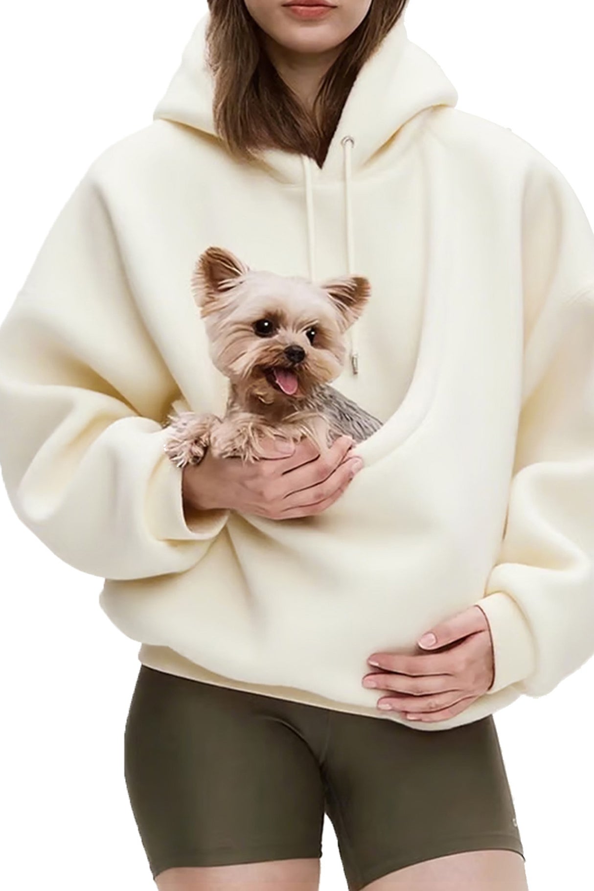 Solid Color Pet Pouch Oversized Plush Hoodie