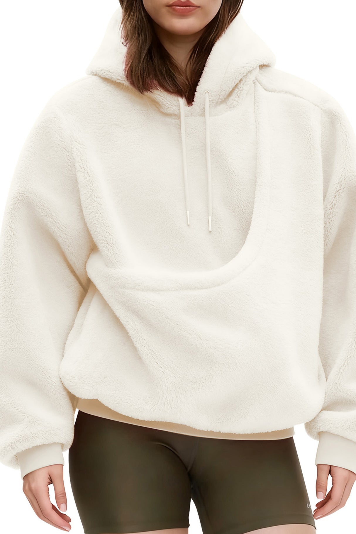 Solid Color Pet Pouch Oversized Plush Hoodie