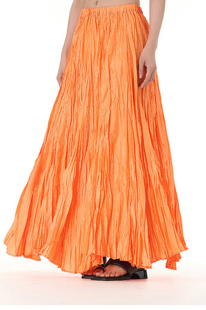 Solid Color Pleated Midi Skirt