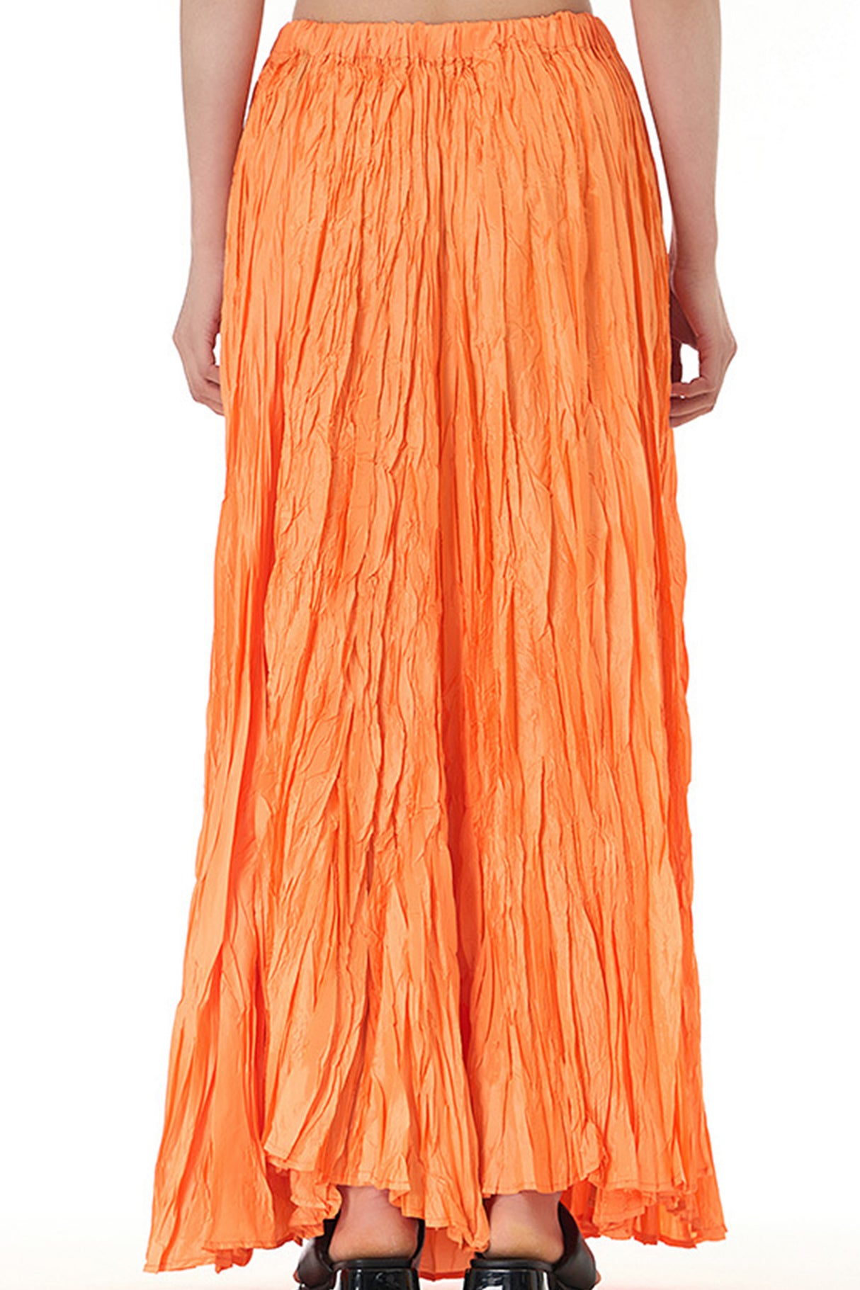 Solid Color Pleated Midi Skirt