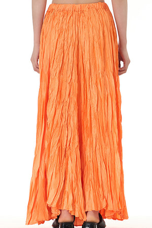 Solid Color Pleated Midi Skirt