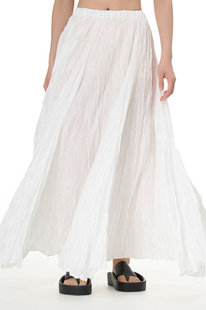 Solid Color Pleated Midi Skirt