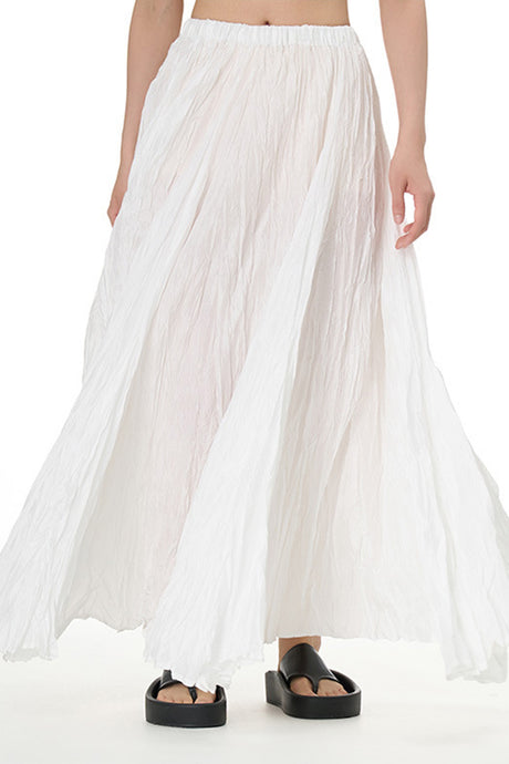 Solid Color Pleated Midi Skirt