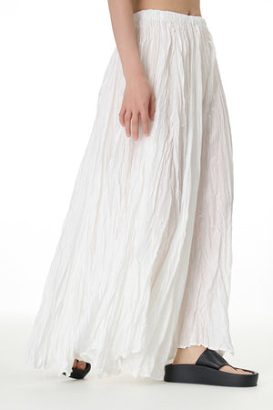 Solid Color Pleated Midi Skirt