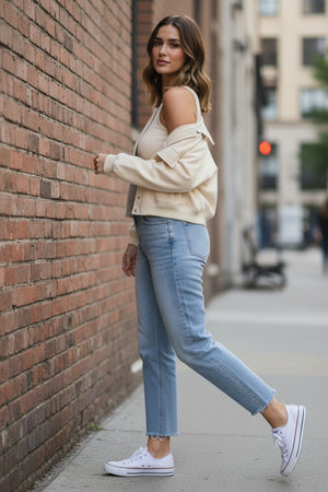 Solid Color Pocket Stand Collar Jacket