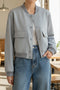 Solid Color Pocket Stand Collar Jacket