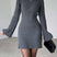 Arolora solid-color-ribbed-knitted-dress