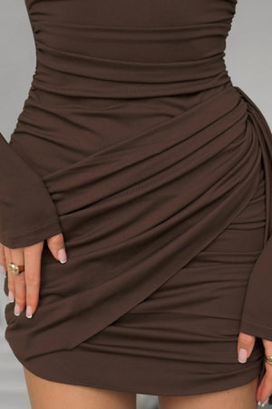 Solid Color Ruched Bodycon Mini Dress