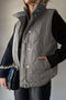Solid Color Sleeveless Zipper Vest with Buttons