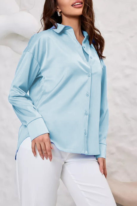 Arolora Solid Color Slim Fit Blouse
