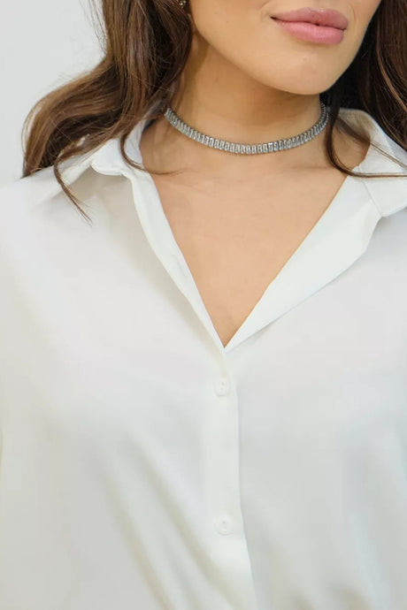 Arolora Solid Color Slim Fit Blouse