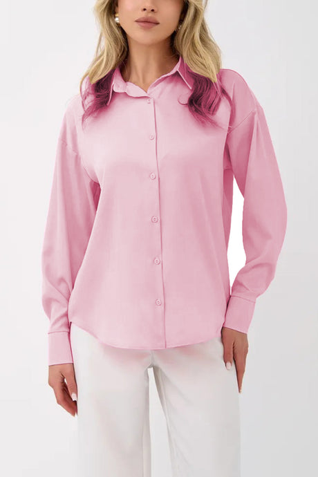 Arolora Solid Color Slim Fit Blouse