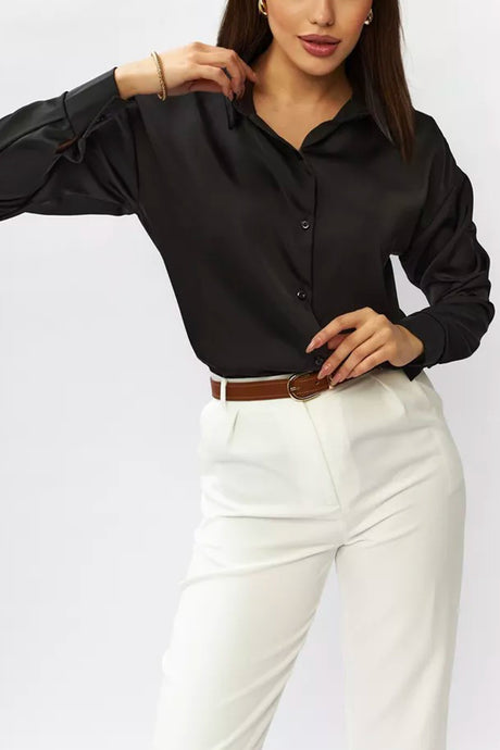 Arolora Solid Color Slim Fit Blouse