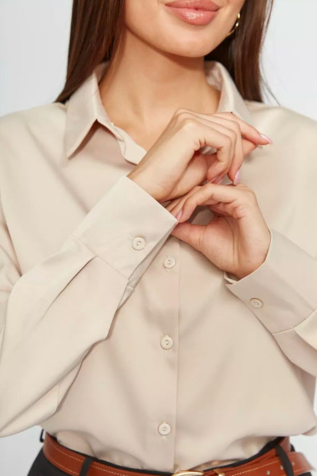 Arolora Solid Color Slim Fit Blouse