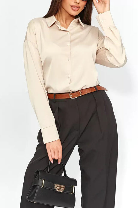 Arolora Solid Color Slim Fit Blouse