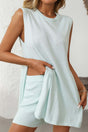 Arolora Solid Color Slit Knit Vest Shorts Set