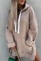 Solid Color Slit Mid-length Hoodie