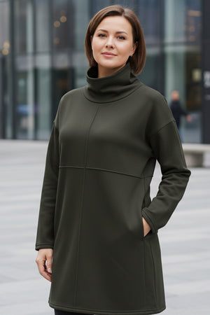 Solid Color Turtleneck Pocket Pullover Sweatshirt