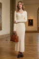 Solid Color V Neck Knitted Bodycon Maxi Dress