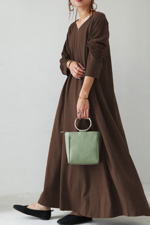 Solid Color V Neck Sweatshirt Dress
