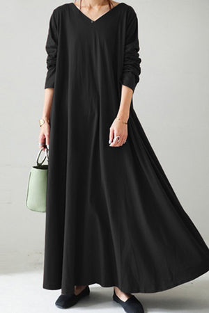 Solid Color V Neck Sweatshirt Dress