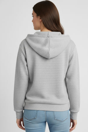 Solid Color Waffle Zip-up Hoodie