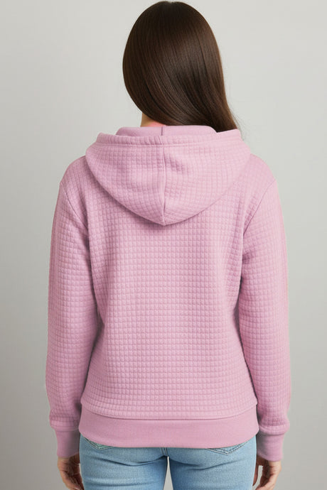 Solid Color Waffle Zip-up Hoodie