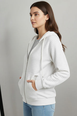 Solid Color Waffle Zip-up Hoodie