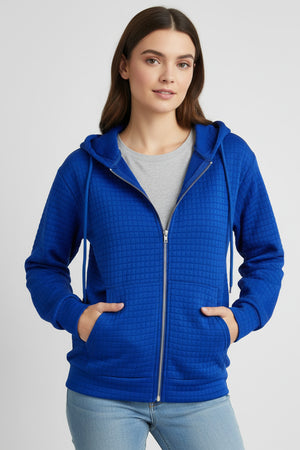 Solid Color Waffle Zip-up Hoodie