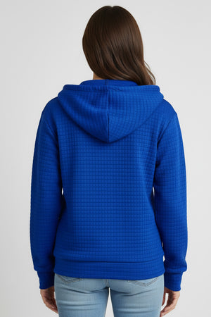 Solid Color Waffle Zip-up Hoodie