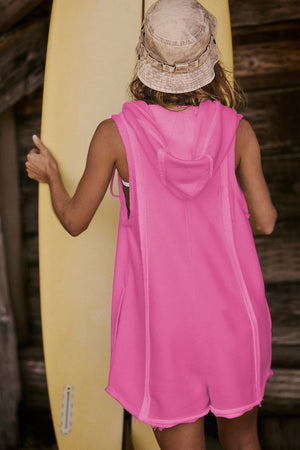 Arolora Solid Color Zip-up Hooded Rompers