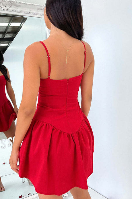 Solid Corset Ruched Cami Dress