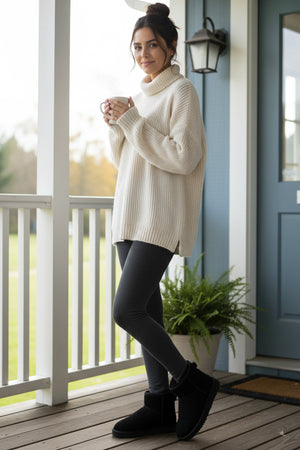 Solid Cowhide Snow Boots