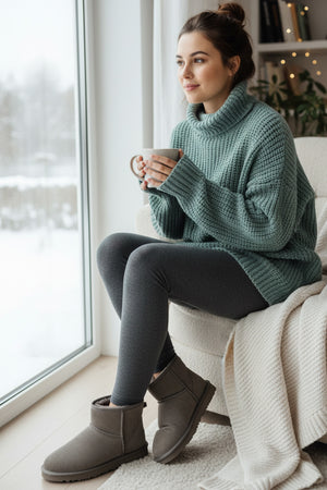 Solid Cowhide Snow Boots