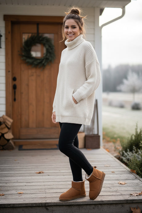 Solid Cowhide Snow Boots