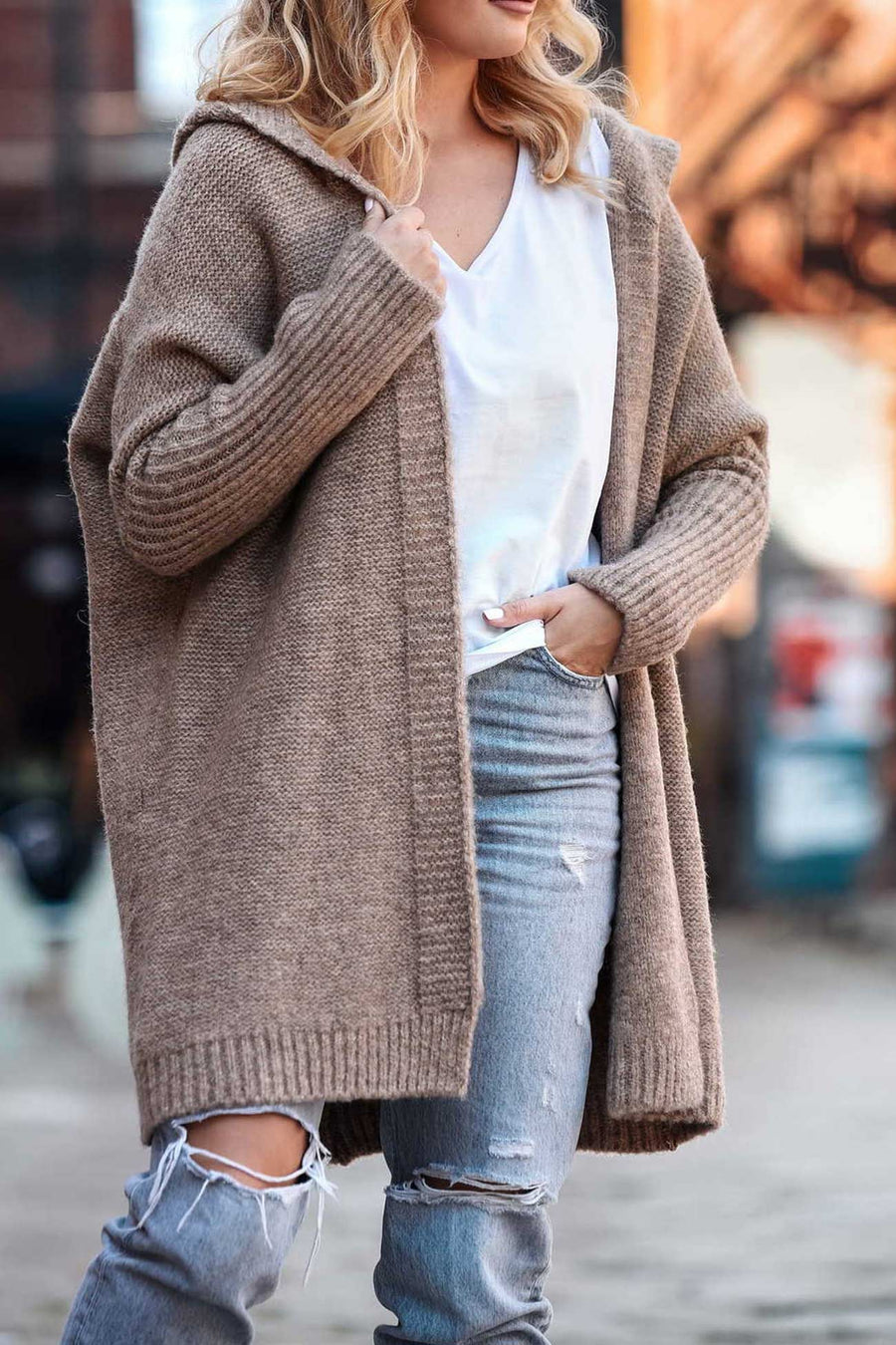 Summer Cool Open Front Hoodie Long Cardigan