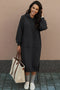 Solid Drawstring Pocket Long Hoodie