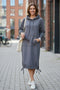 Solid Drawstring Pocket Long Hoodie