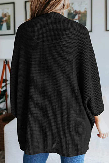 Arolora solid-half-sleeve-wrap-cardigan