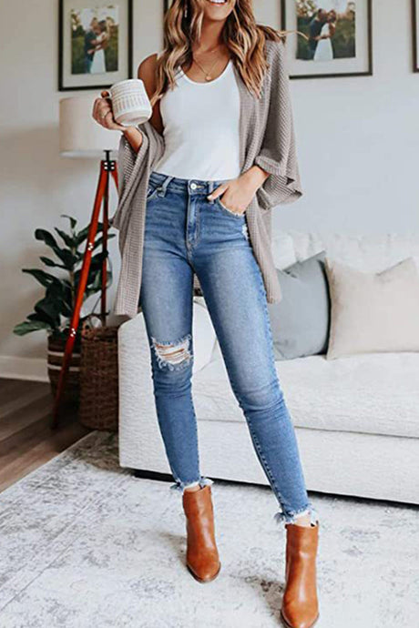 Arolora solid-half-sleeve-wrap-cardigan