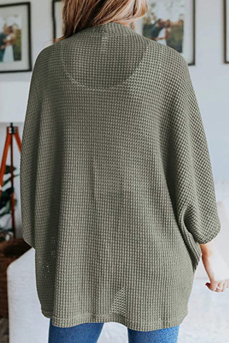 Arolora solid-half-sleeve-wrap-cardigan