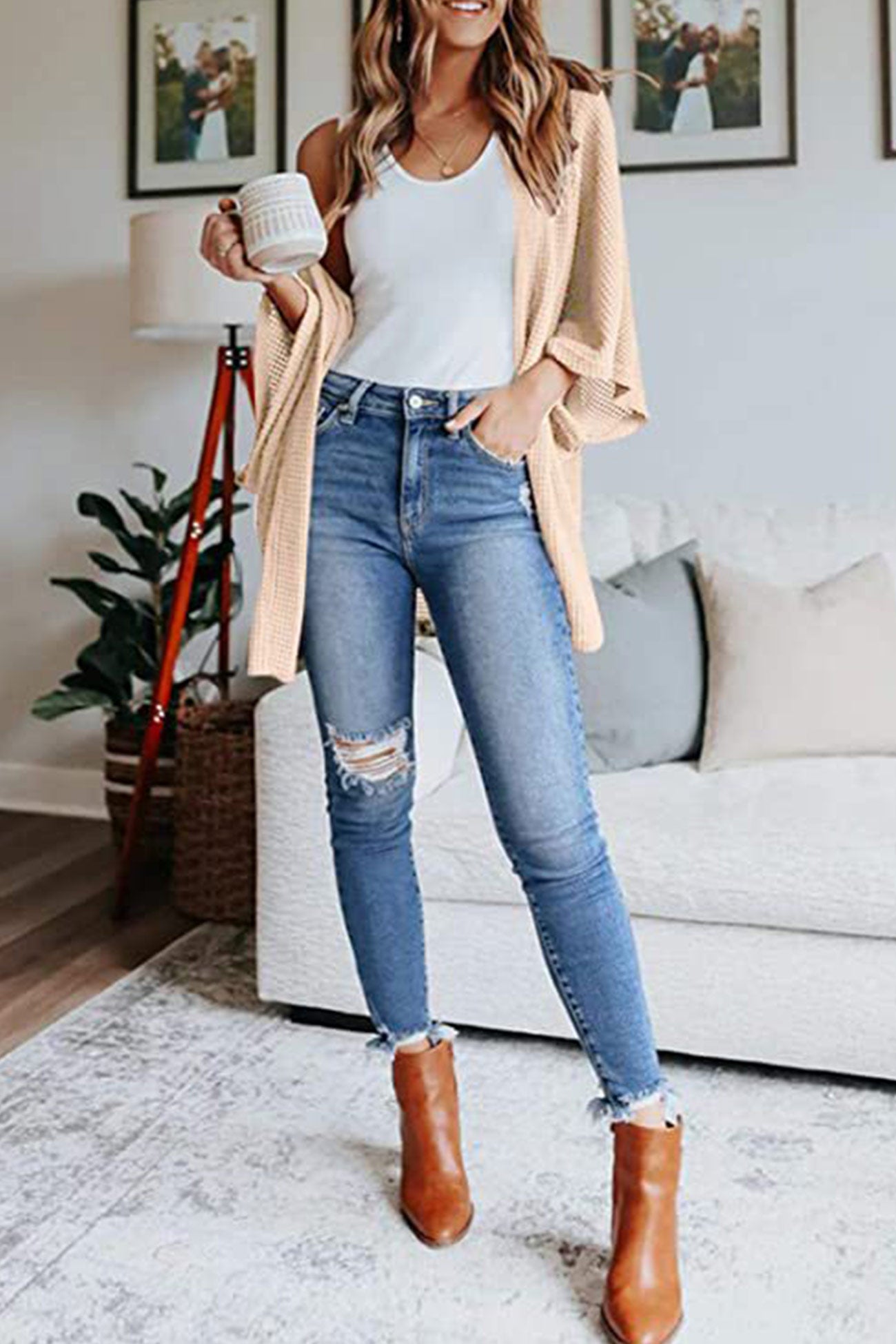 Arolora solid-half-sleeve-wrap-cardigan