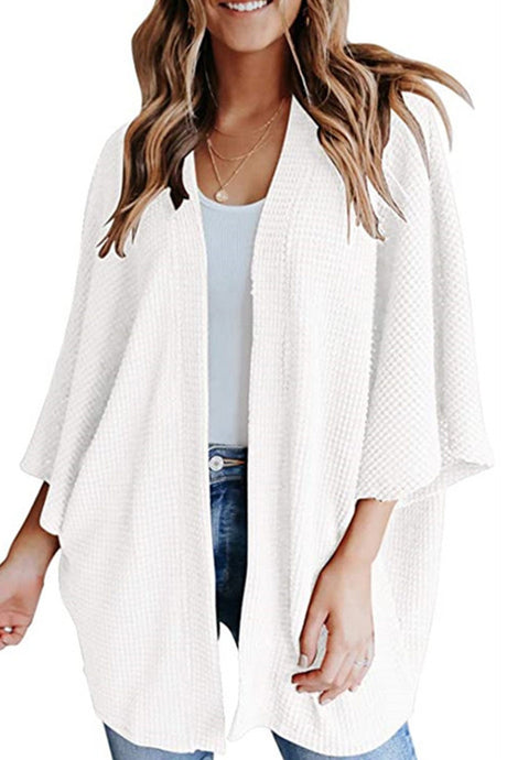 Arolora solid-half-sleeve-wrap-cardigan