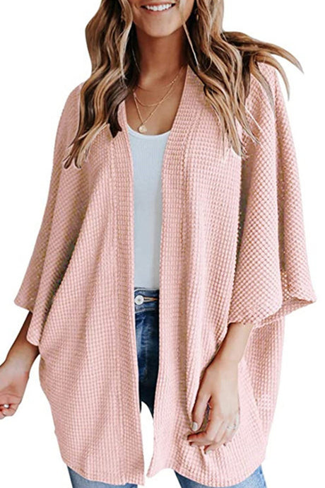 Arolora solid-half-sleeve-wrap-cardigan